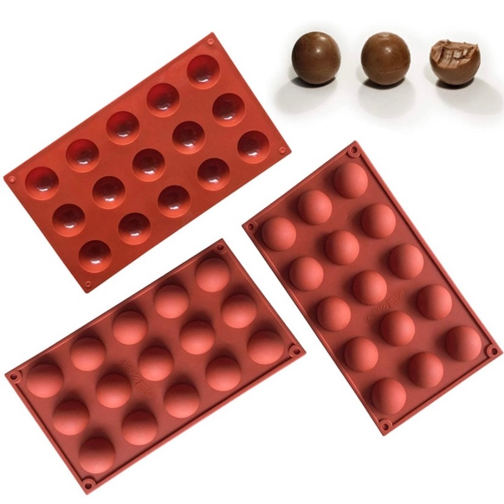 3 Pieces Semi Sphere Silicone Molds for Making Chocolate, Candy, Jello